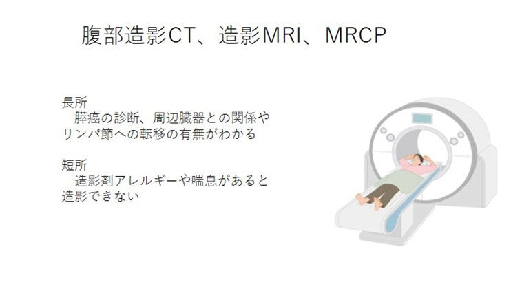 膵癌早期発見のための画像検査
腹部造影CT
造影MRI
MRCP